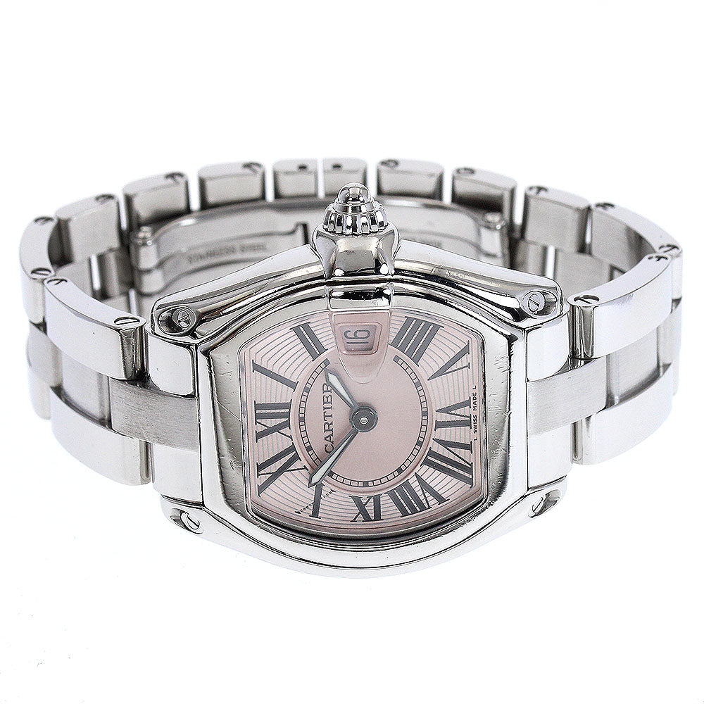 CARTIER Roadster SM W62017V3 Date Pink Dial Quartz Ladies Watch_881598