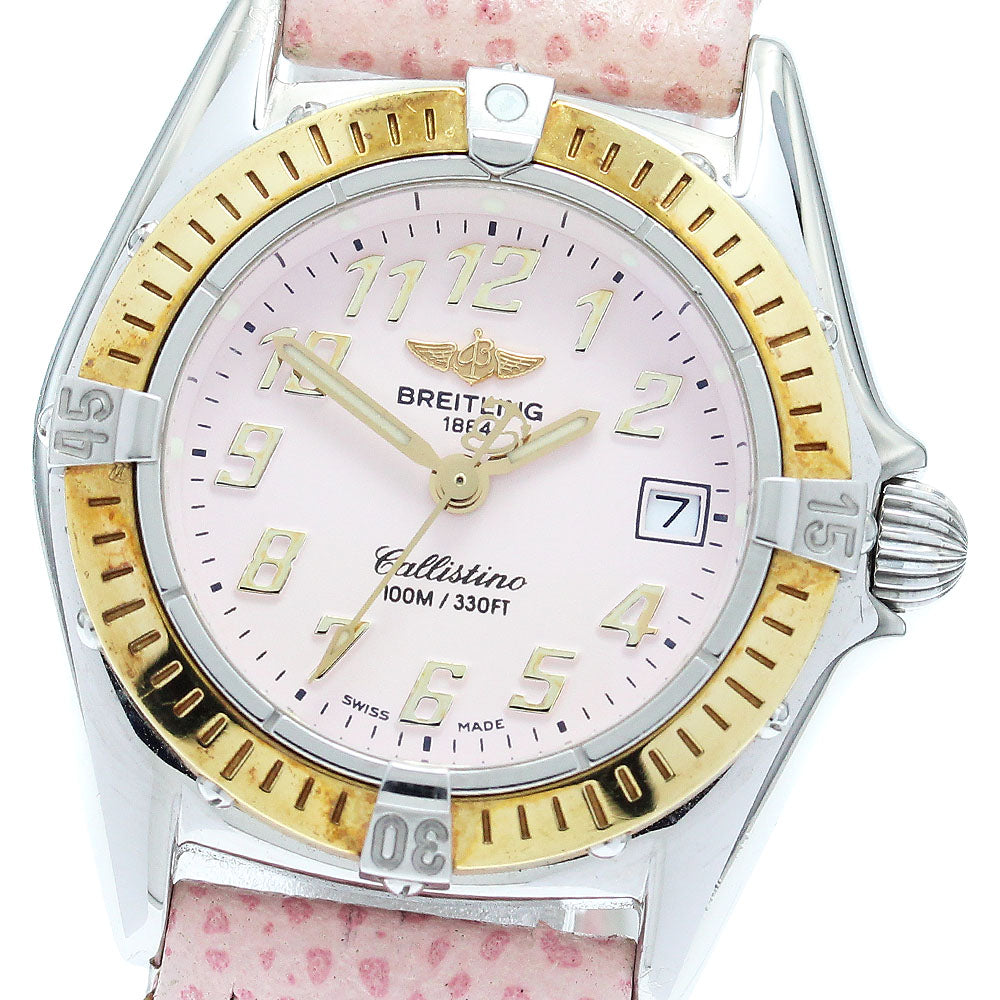BREITLING Calistino D52345 Date pink Dial Quartz Ladies Watch_881608