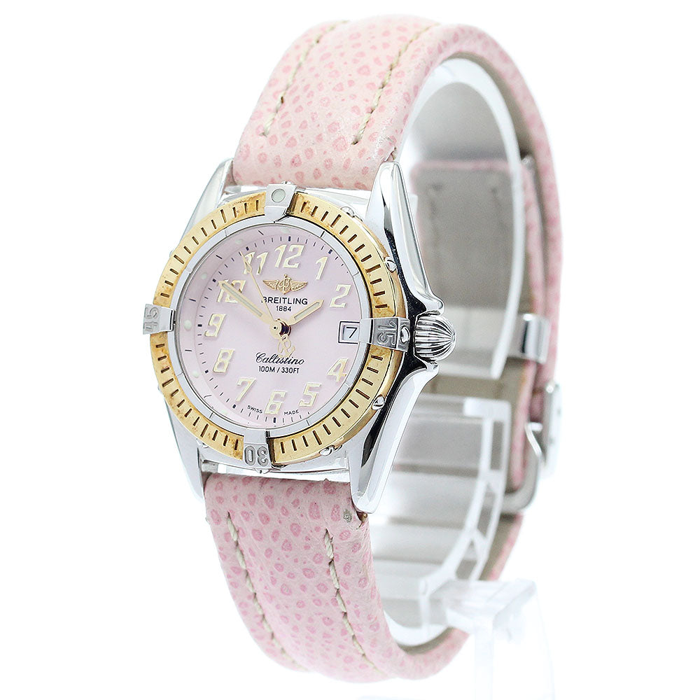 BREITLING Calistino D52345 Date pink Dial Quartz Ladies Watch_881608