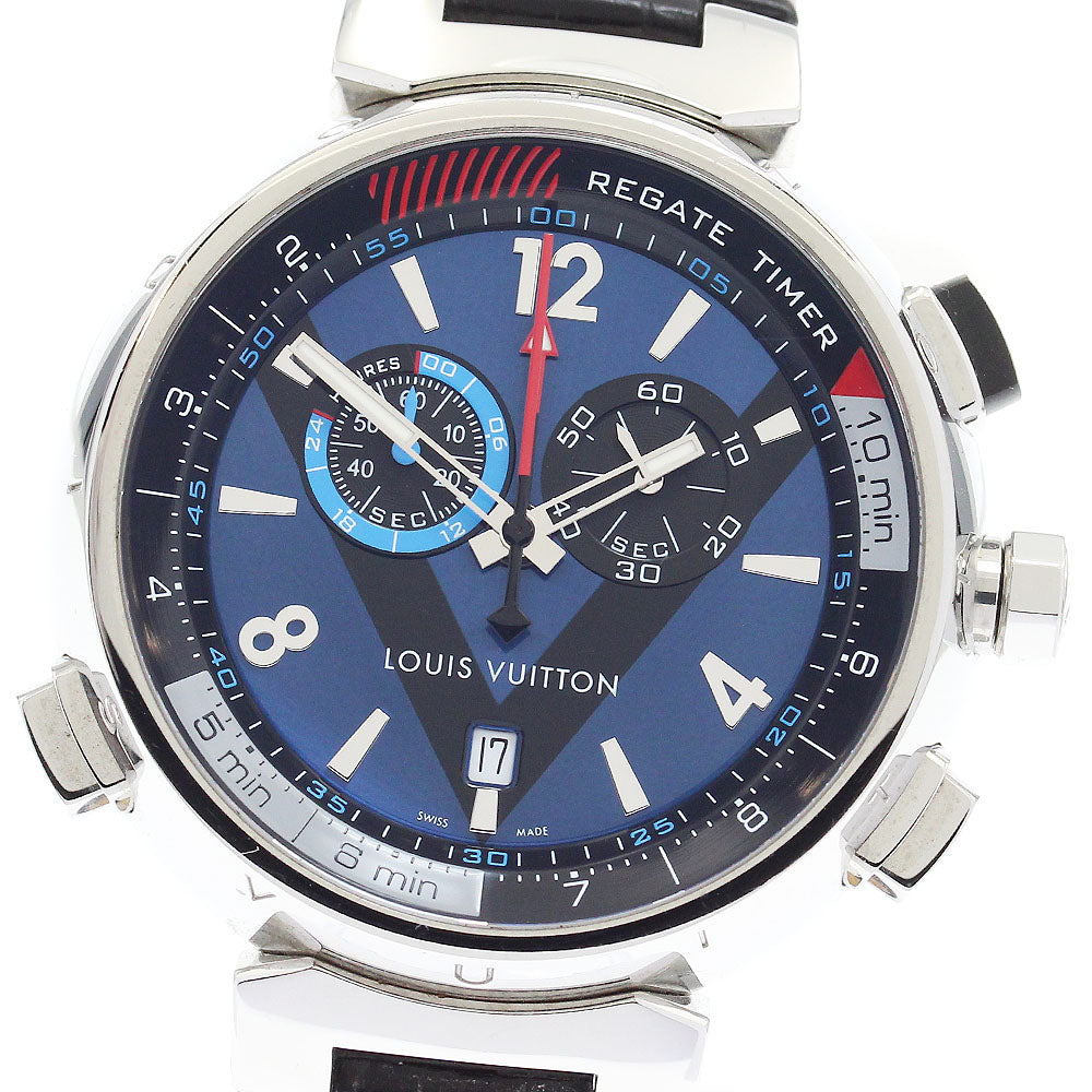 LOUIS VUITTON Tambour Regatta Q102D Chronograph alarm blue Dial Quartz Men's Watch_881617