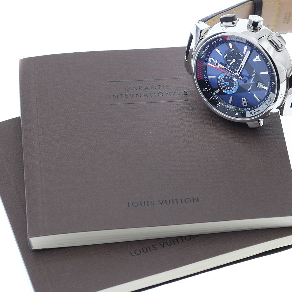 LOUIS VUITTON Tambour Regatta Q102D Chronograph alarm blue Dial Quartz Men's Watch_881617
