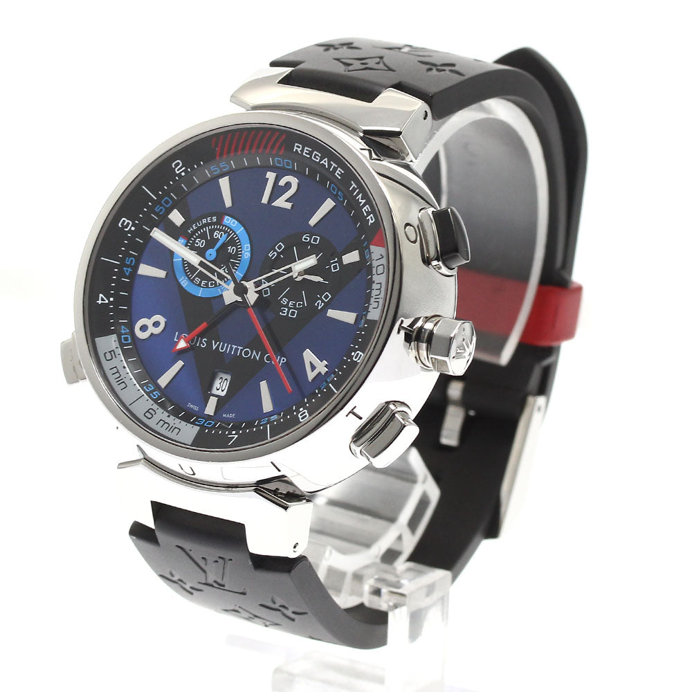 LOUIS VUITTON Tambour Regatta Q102D Chronograph alarm blue Dial Quartz Men's Watch_881636