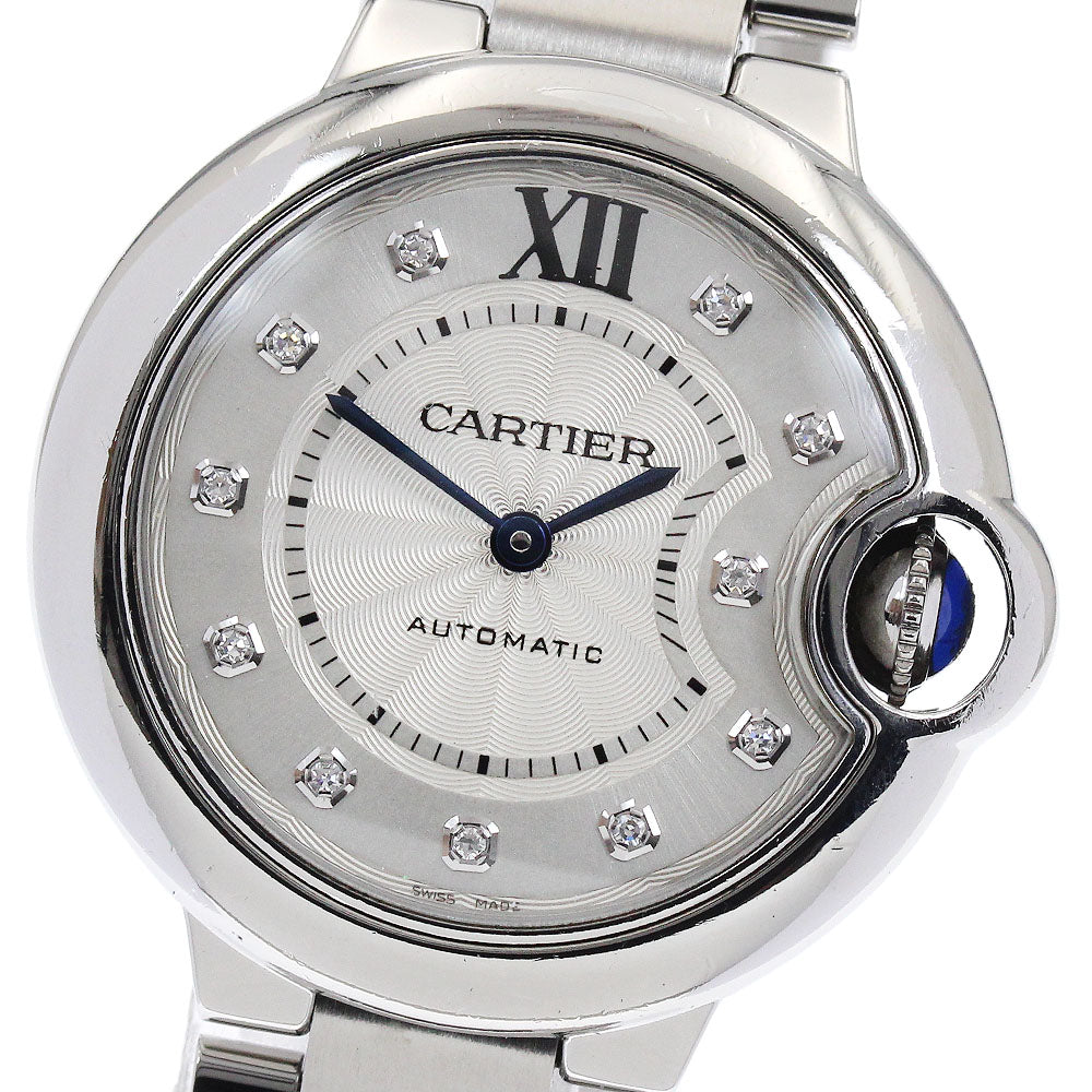 CARTIER Baron Blue 33MM WE902074 11P diamond Automatic Ladies Watch_881658