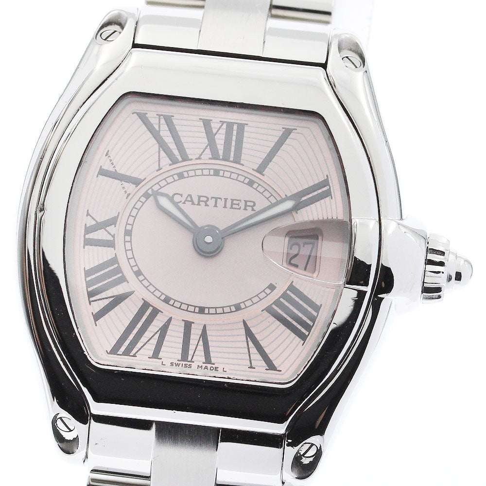 CARTIER Roadster SM W62017V3 Date Pink Dial Quartz Ladies Watch_881671