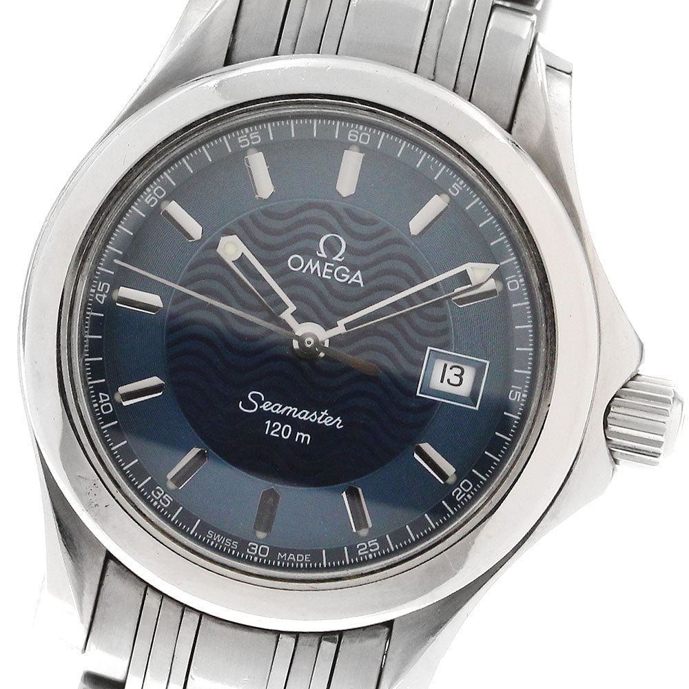 OMEGA Seamaster120 2571.81 Date Navy Dial Quartz Ladies Watch_881690