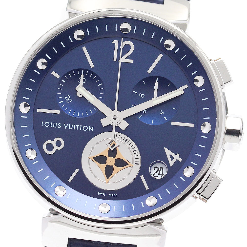 LOUIS VUITTON Tambour Moon Star QA034 Chronograph Navy Dial Quartz Men's Watch_881777