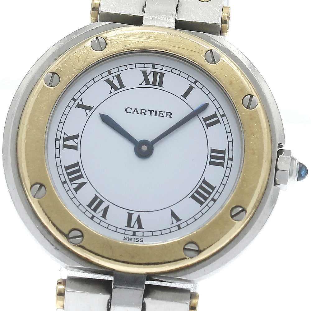 CARTIER Santos Round SM 84038288 YG2 tone white Dial Quartz Ladies Watch_881785