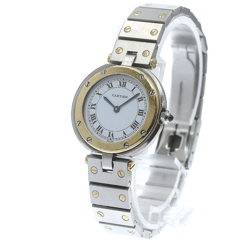 CARTIER Santos Round SM 84038288 YG2 tone white Dial Quartz Ladies Watch_881785