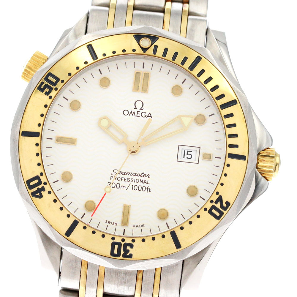 OMEGA Seamaster300 2342.20 YG bezel white Dial Quartz Boy's Watch_881796