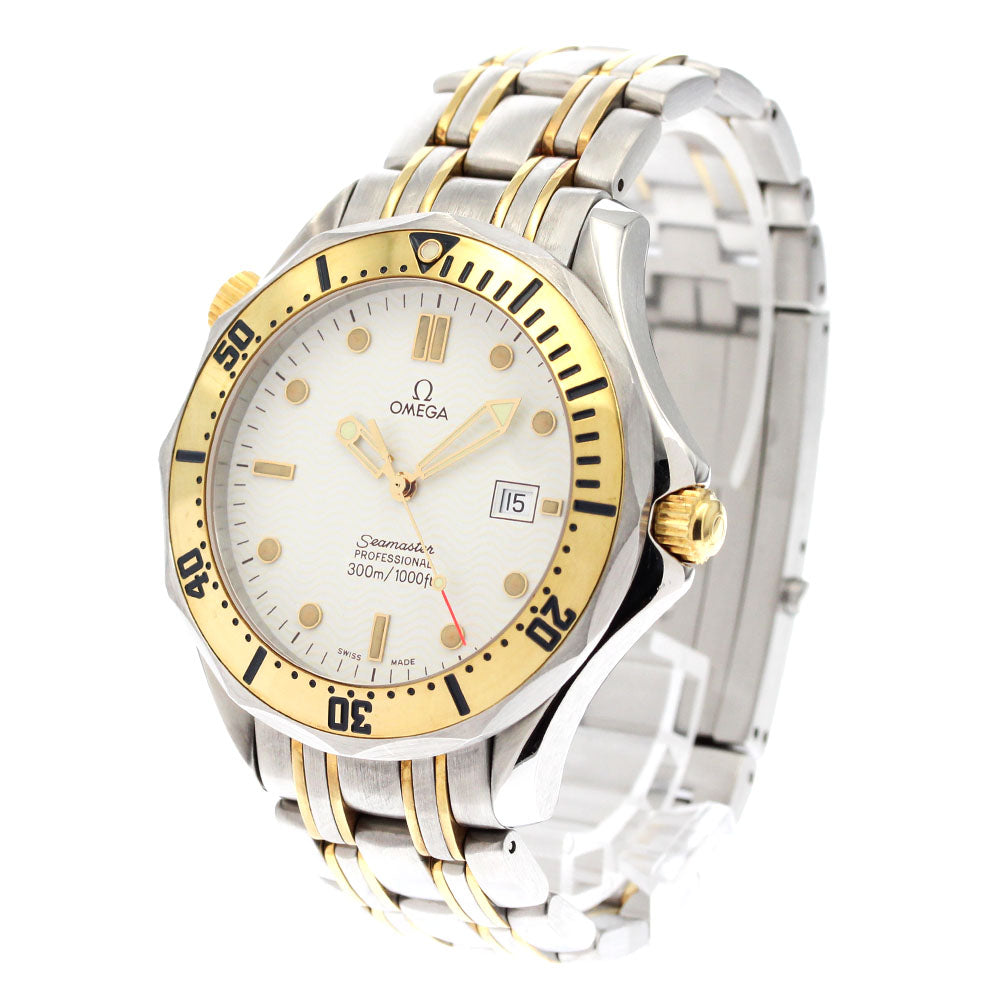OMEGA Seamaster300 2342.20 YG bezel white Dial Quartz Boy's Watch_881796