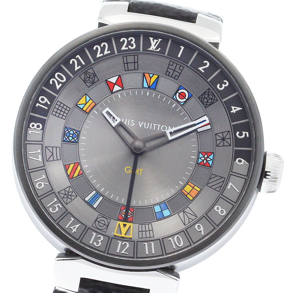 LOUIS VUITTON Tambour Moon Dual Time QA097 GMT gray Dial Quartz Men's_881806