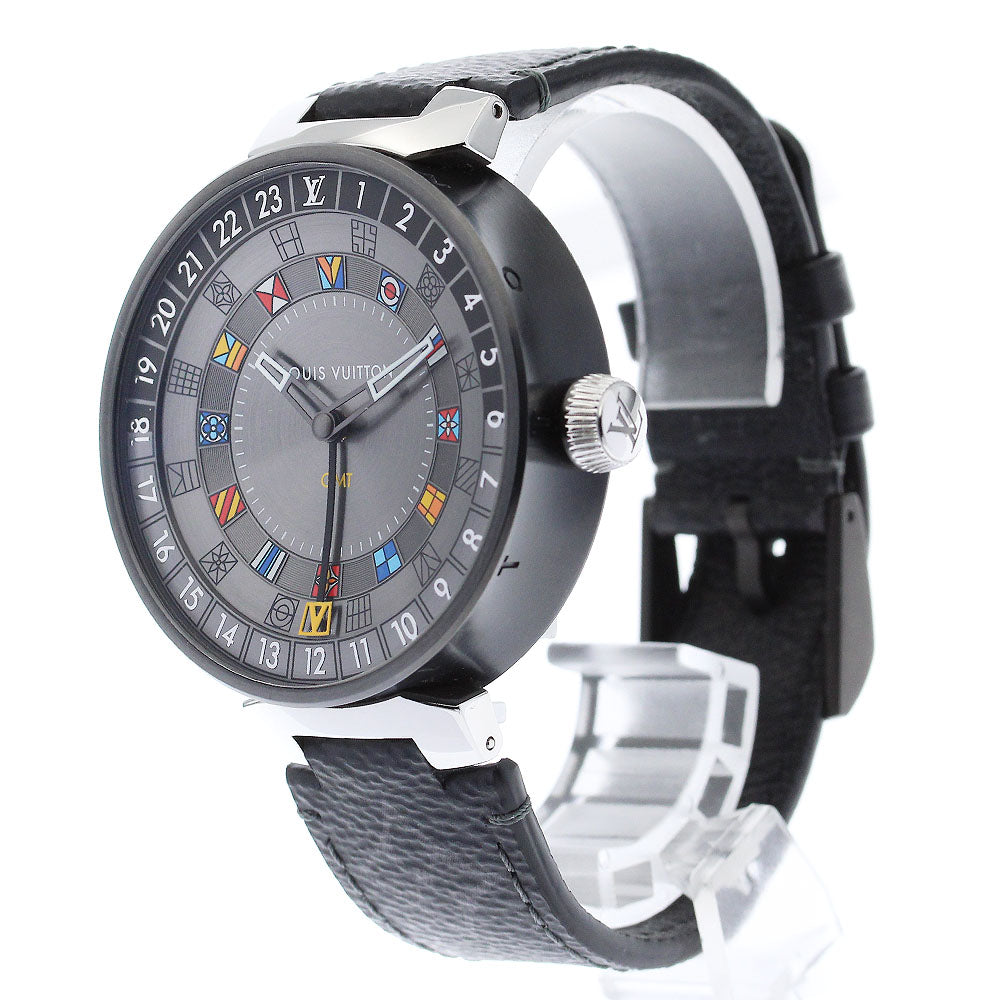 LOUIS VUITTON Tambour Moon Dual Time QA097 GMT gray Dial Quartz Men's_881806