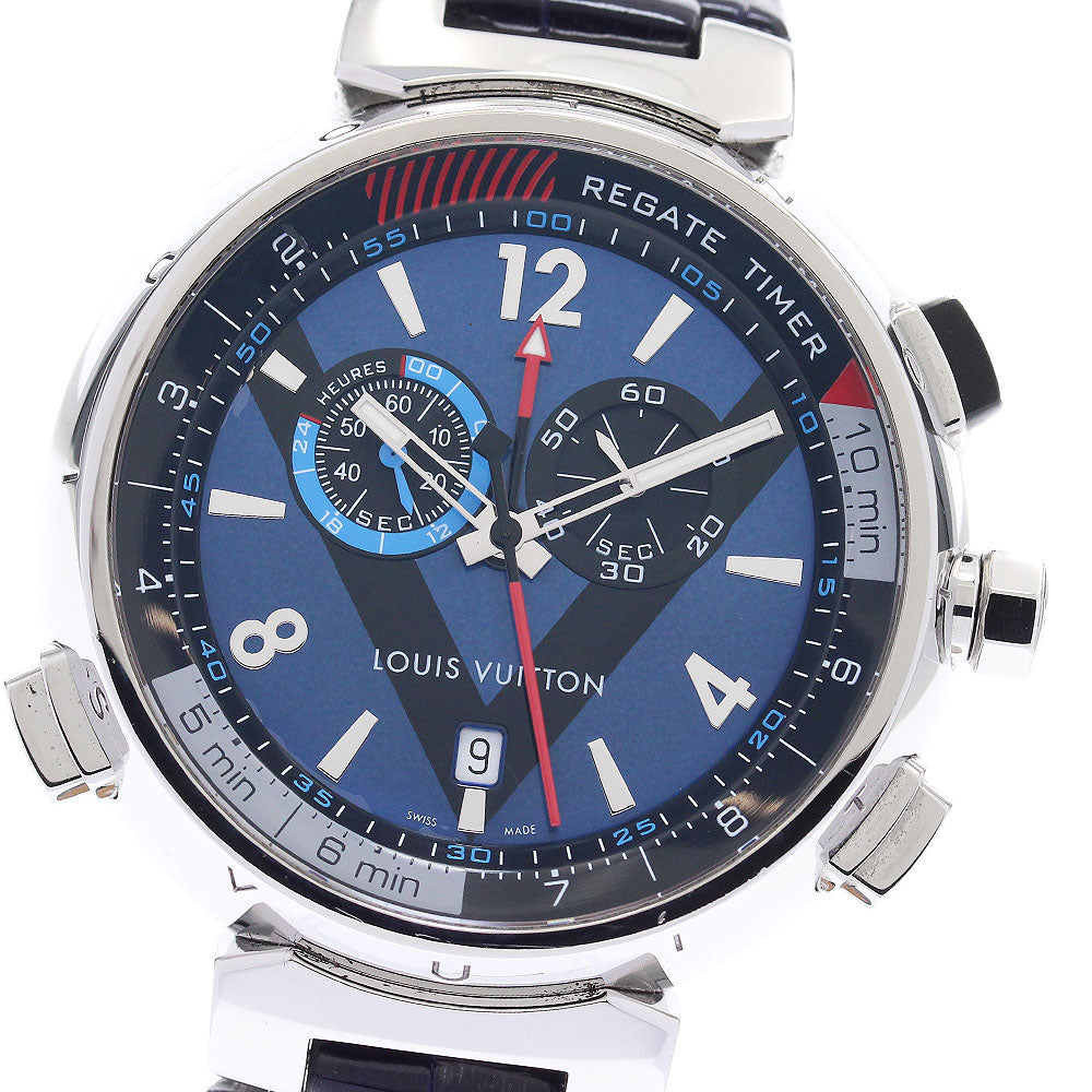 LOUIS VUITTON Tambour Regatta Q102D Chronograph alarm blue Dial Quartz Men's Watch_881807