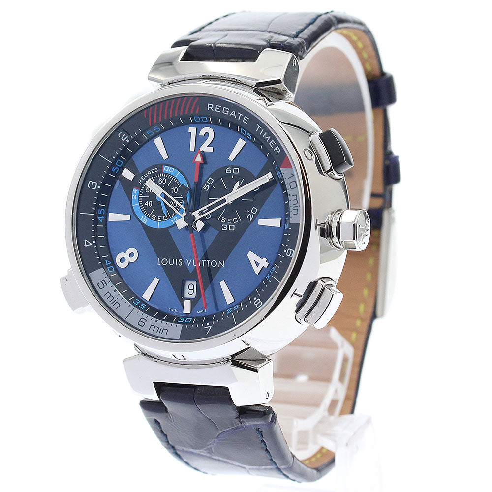 LOUIS VUITTON Tambour Regatta Q102D Chronograph alarm blue Dial Quartz Men's Watch_881807