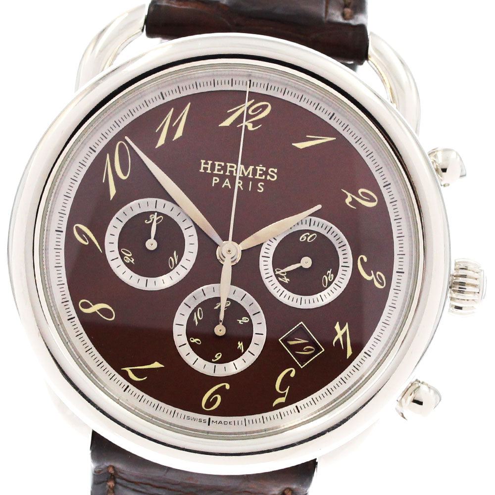 HERMES Arceau AR4.910 Chronograph Brown Dial Automatic Men's Watch_881832