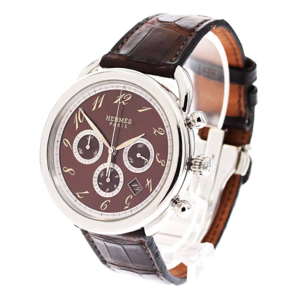 HERMES Arceau AR4.910 Chronograph Brown Dial Automatic Men's Watch_881832