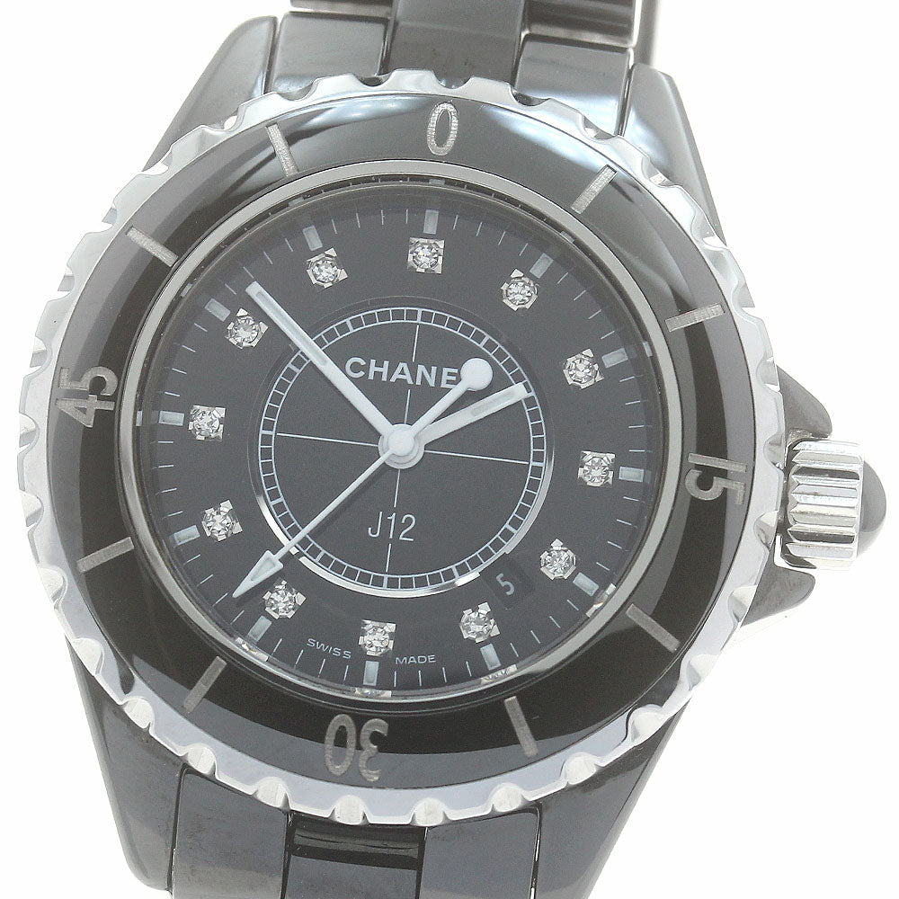 CHANEL J12 H1625 Black ceramic 33mm 12P diamond Quartz Ladies Watch_881909
