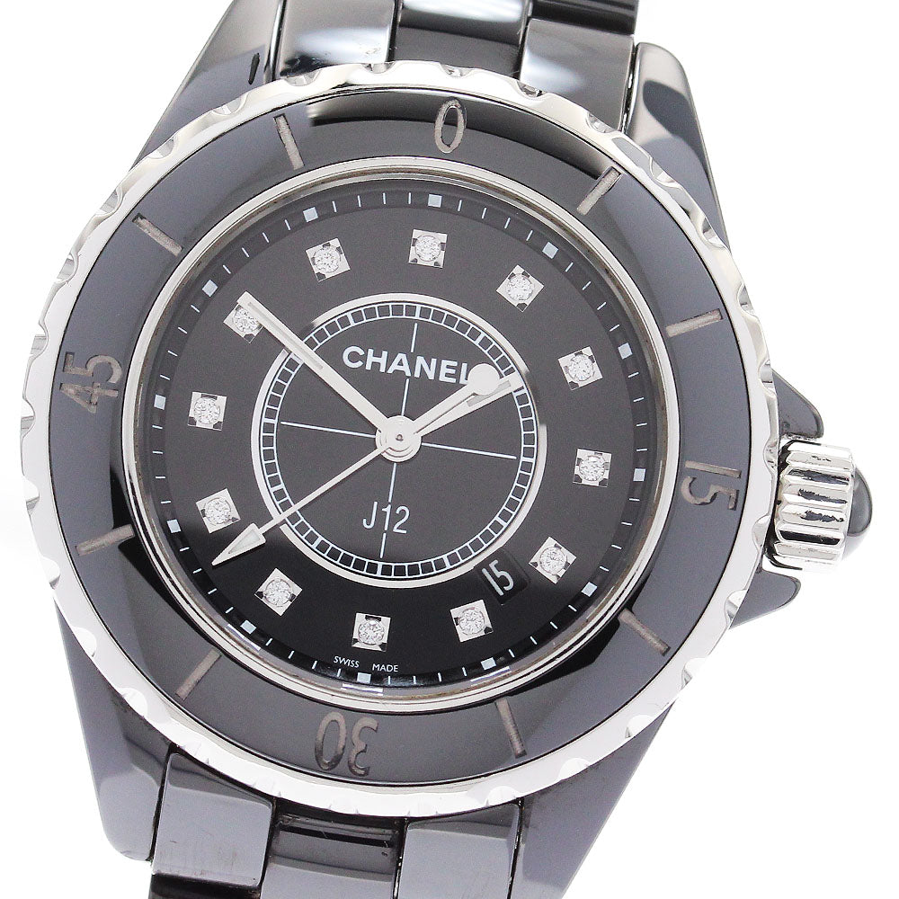 CHANEL J12 H1625 Black ceramic 33mm 12P diamond Quartz Ladies Watch_881972