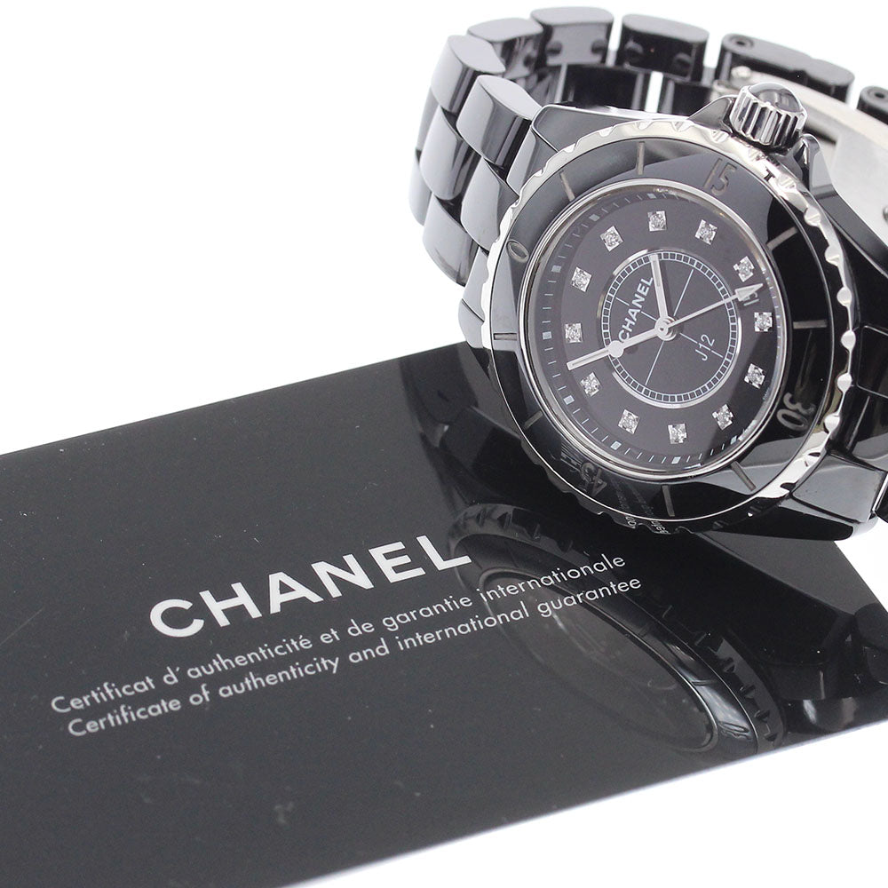 CHANEL J12 H1625 Black ceramic 33mm 12P diamond Quartz Ladies Watch_881972