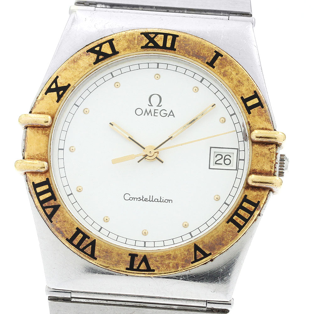 OMEGA Constellation YG bezel date white Dial Quartz Men's Watch_882020