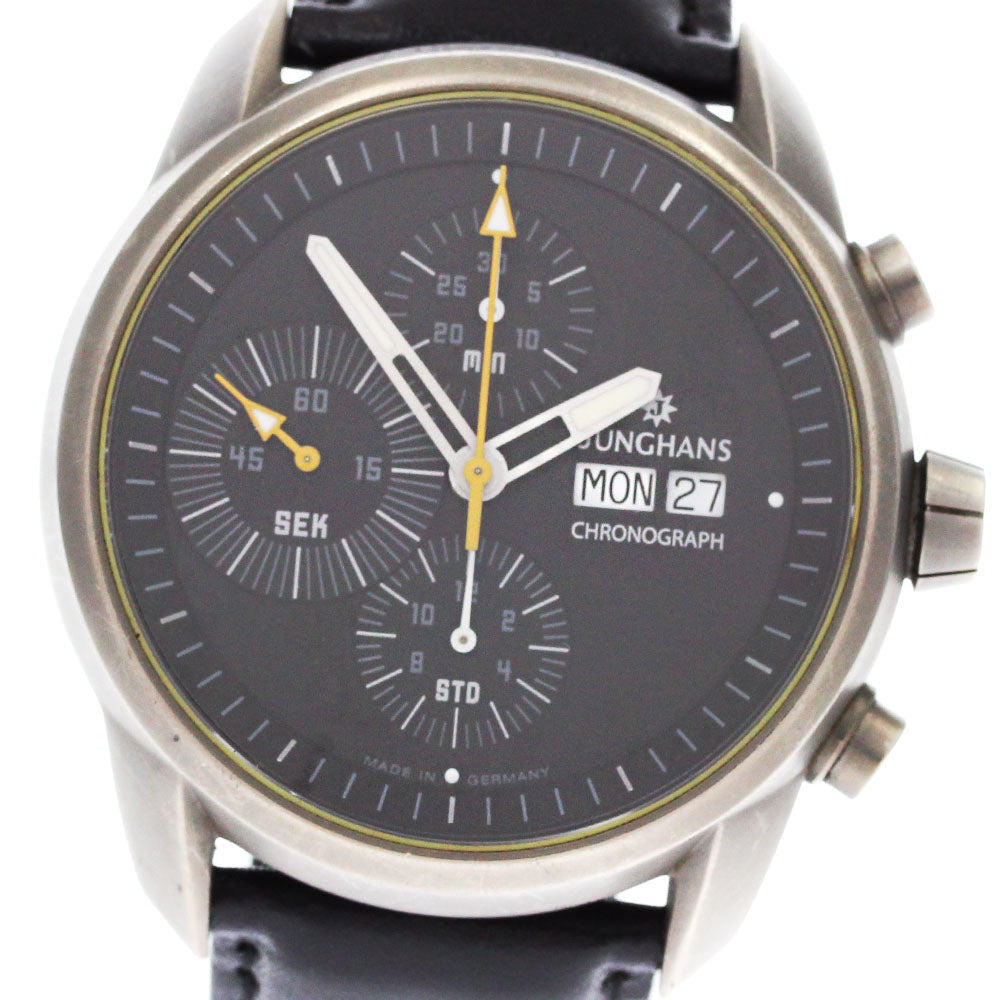 JUNGHANS 27/2411 0106 505 Chronograph day date black Dial Automatic Men's_882028