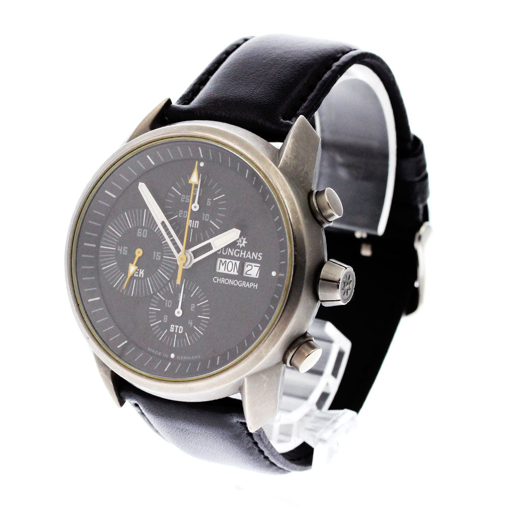 JUNGHANS 27/2411 0106 505 Chronograph day date black Dial Automatic Men's_882028