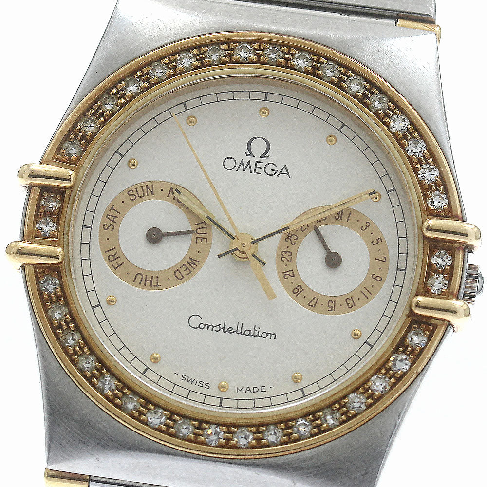 OMEGA Constellation day date diamond bezel Silver Dial Quartz Men's Watch_882041