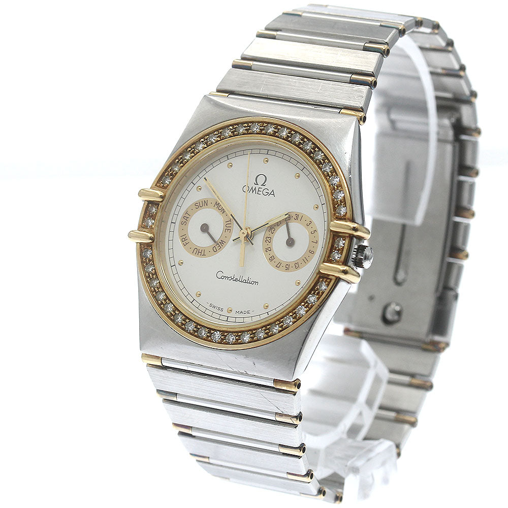 OMEGA Constellation day date diamond bezel Silver Dial Quartz Men's Watch_882041