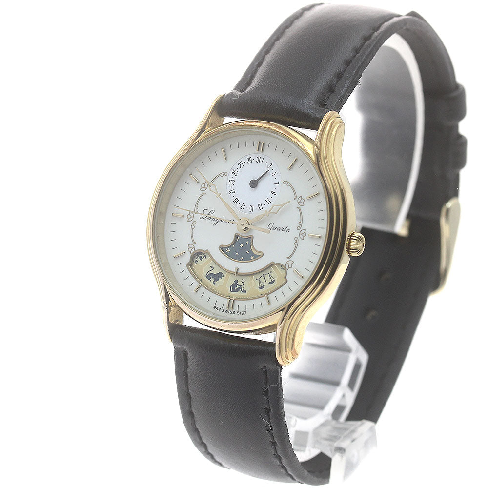 LONGINES planetarium Date Moon Phase beige Dial Quartz Men's Watch_882060