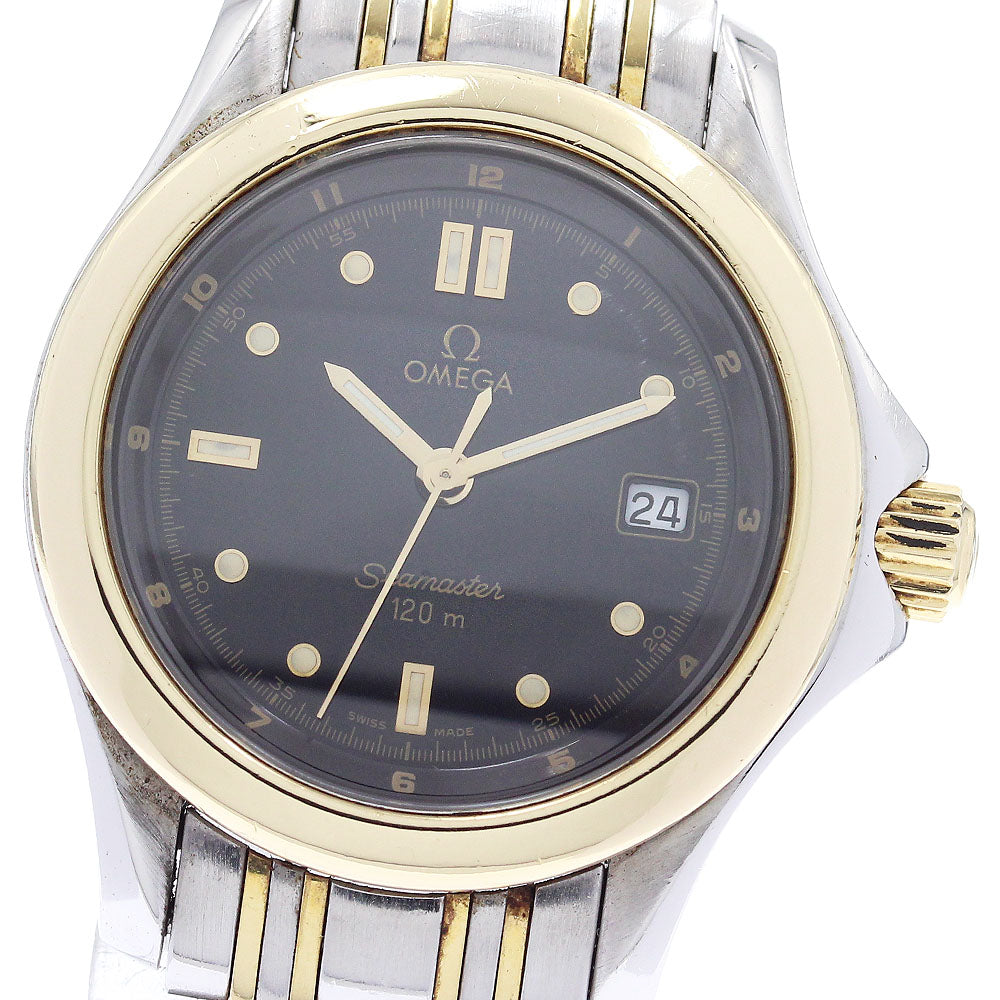 OMEGA Seamaster120 2371.50 YG 2 tone black Dial Quartz Ladies Watch_882066