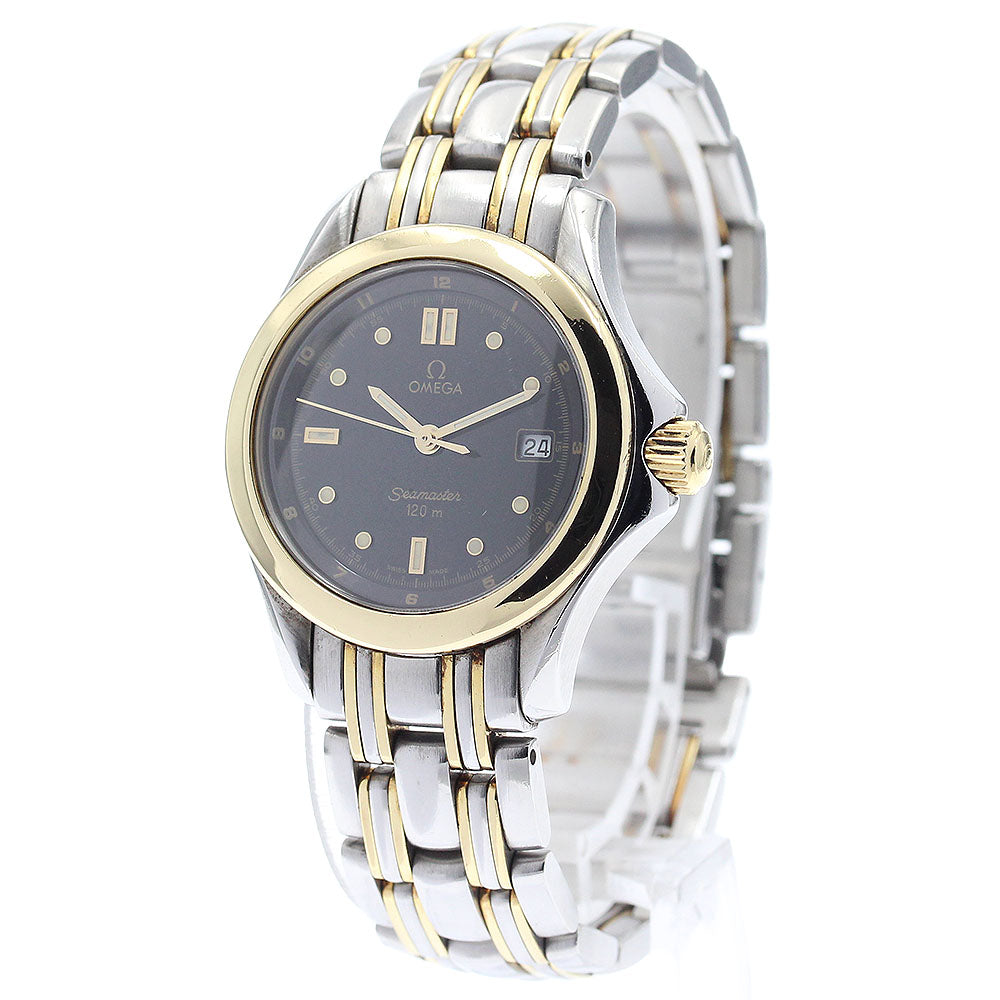 OMEGA Seamaster120 2371.50 YG 2 tone black Dial Quartz Ladies Watch_882066