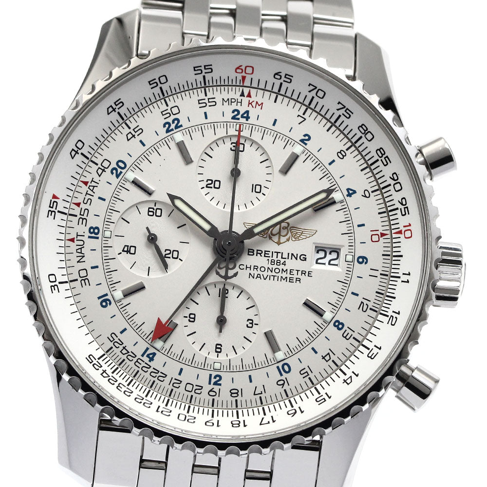 BREITLING Navitimer World A24322 Chronograph Silver Dial Automatic Men's_882385