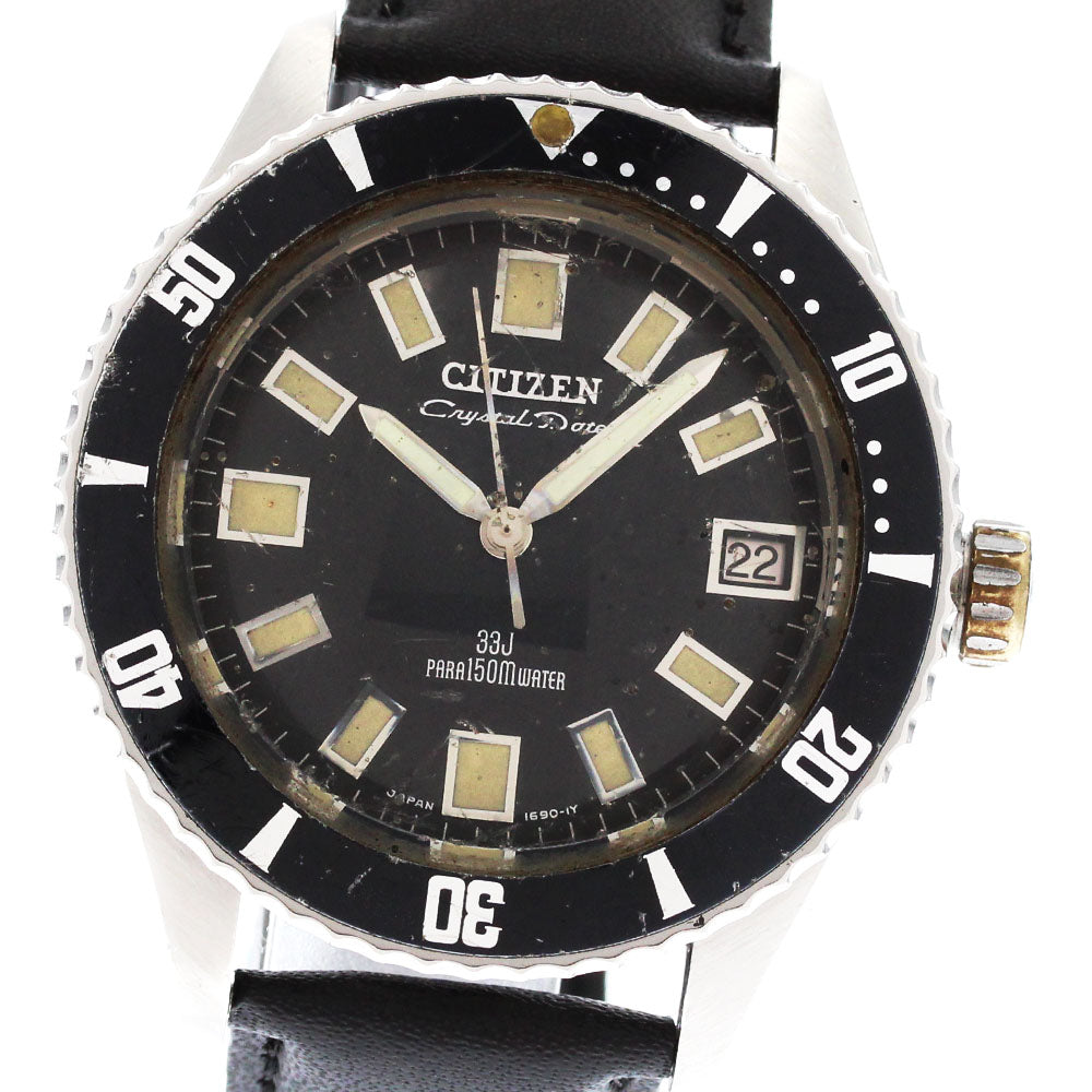 CITIZEN crystal date 52802-Y cal.5401 vintage black Dial Automatic Men's Watch_882402