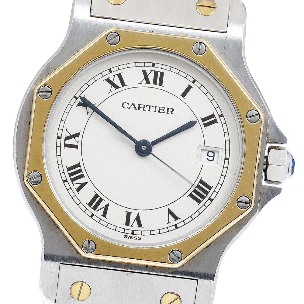 CARTIER Santos Octagon LM W2001583 YG2 tone beige Dial Quartz Men's Watch_882405