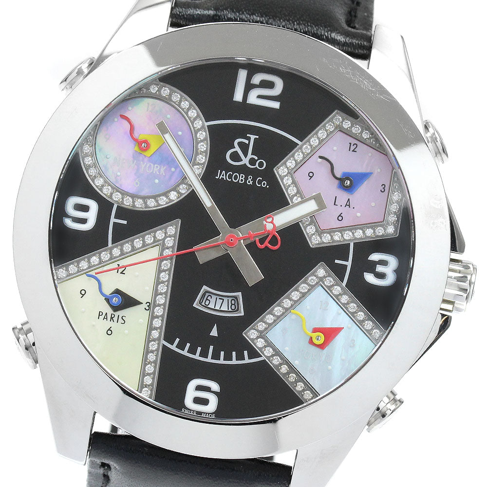 JACOB&CO 5 time zone Black / shell Dial Quartz Men's Watch_882471