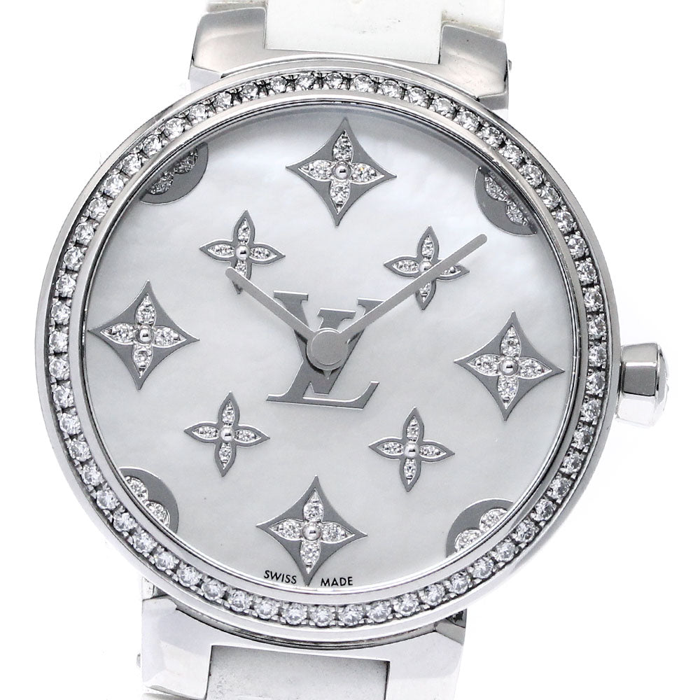LOUIS VUITTON Tanbur slim QA109 Diamond Bezel White shell Dial Quartz Ladies Watch_882488