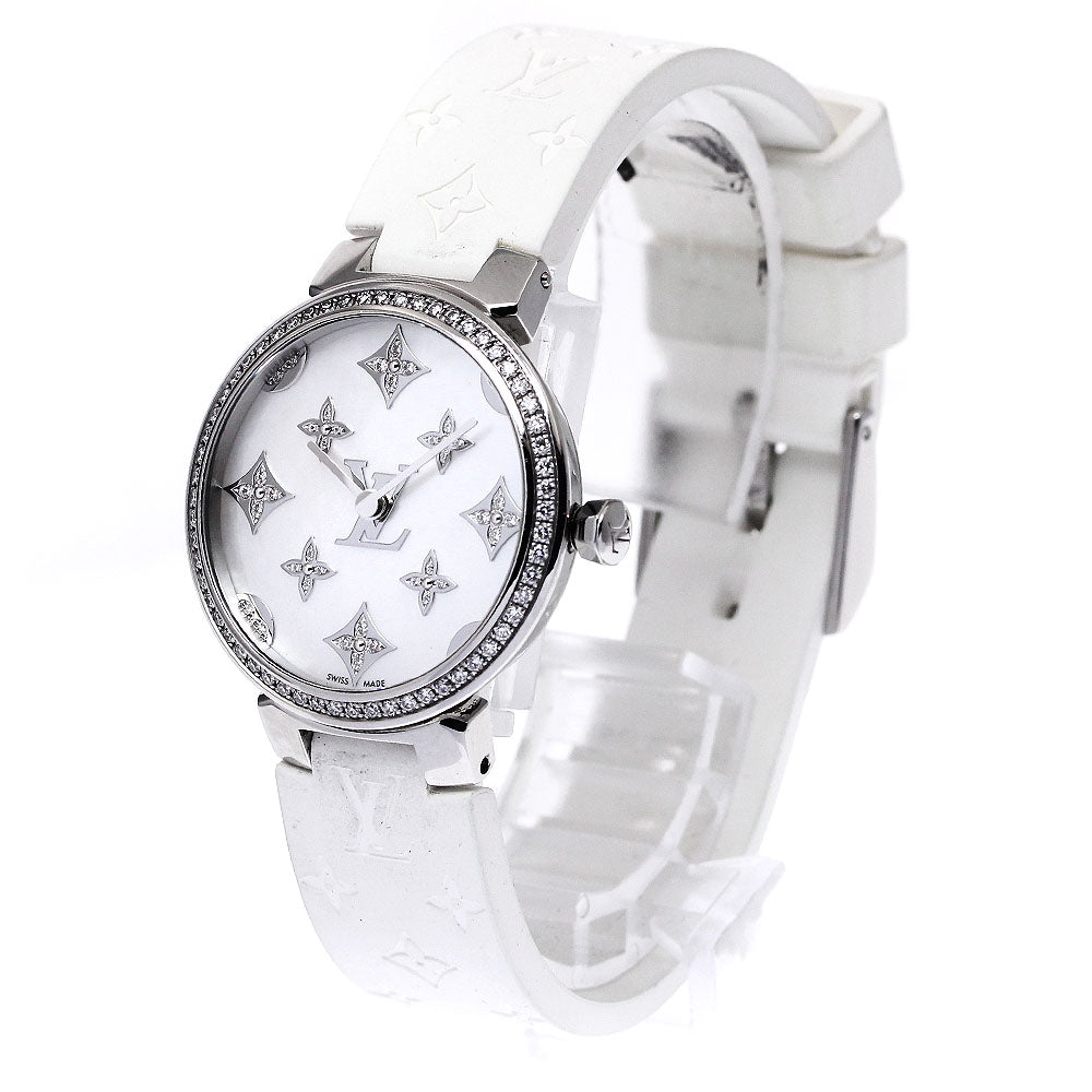 LOUIS VUITTON Tanbur slim QA109 Diamond Bezel White shell Dial Quartz Ladies Watch_882488