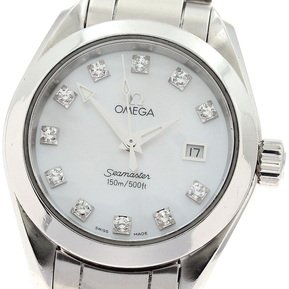 OMEGA Seamaster Aqua Terra 2577.75 11P diamond White shell Dial Quartz Ladies Watch_882518