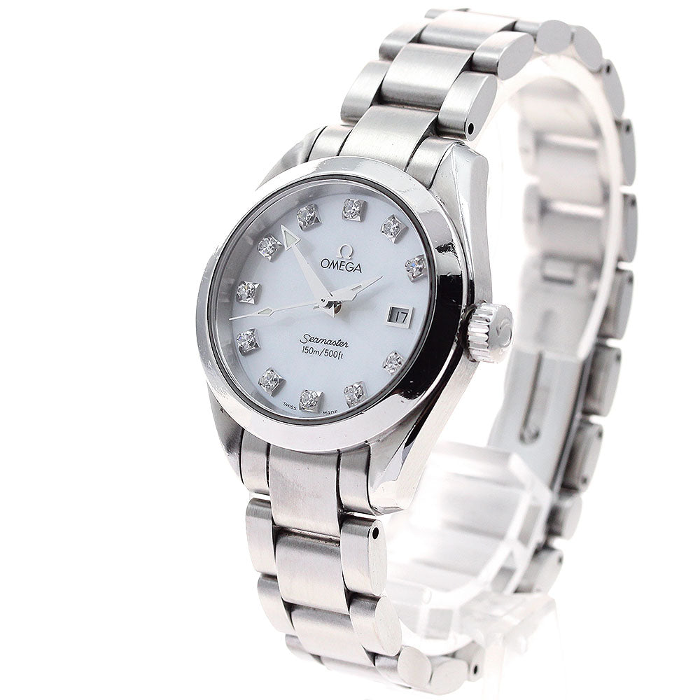 OMEGA Seamaster Aqua Terra 2577.75 11P diamond White shell Dial Quartz Ladies Watch_882518