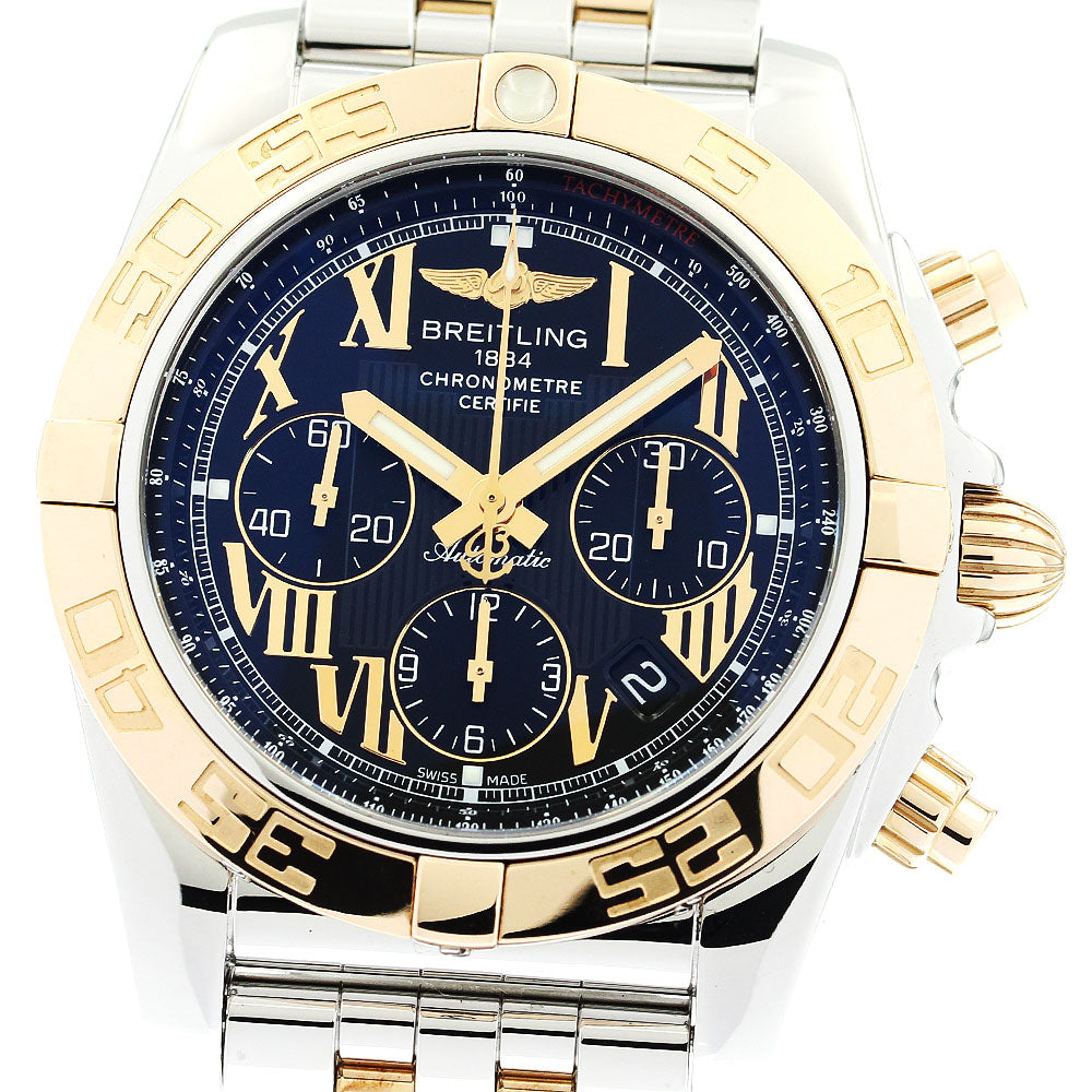 BREITLING Chronomat44 CB0110 K18PG2 tone black Dial Automatic Men's Watch_882642