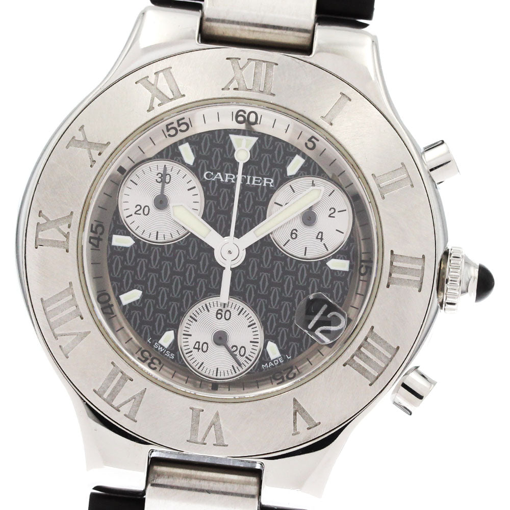 CARTIER CHRONOSCAPH W10125U2 Date Black / Silver Dial Quartz Men's Watch_882675