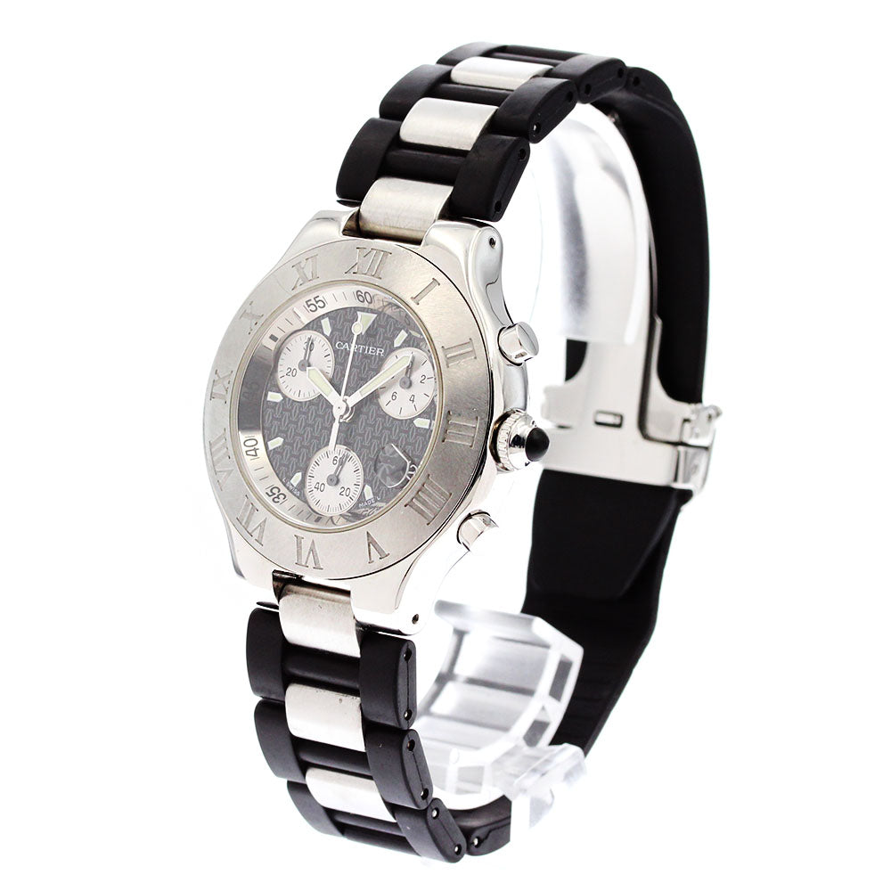 CARTIER CHRONOSCAPH W10125U2 Date Black / Silver Dial Quartz Men's Watch_882675