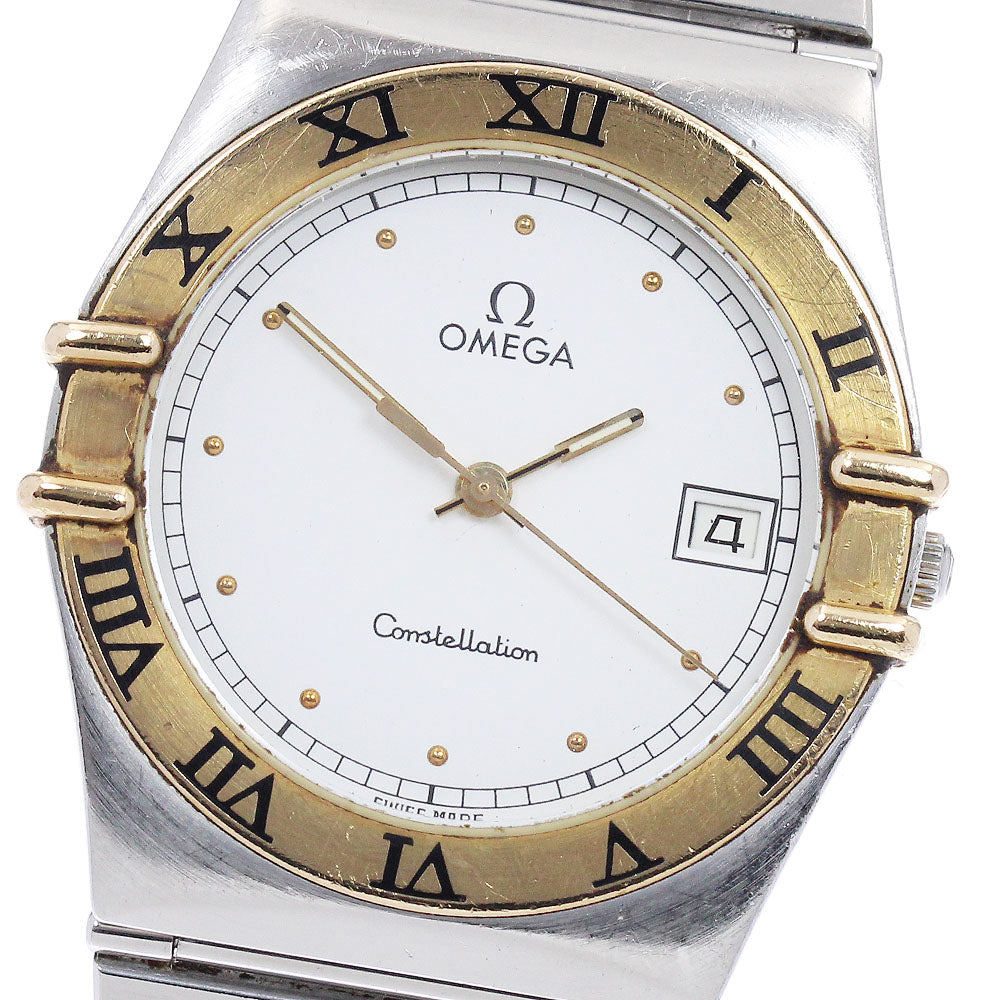 OMEGA Constellation YG bezel date white Dial Quartz Men's Watch_882695