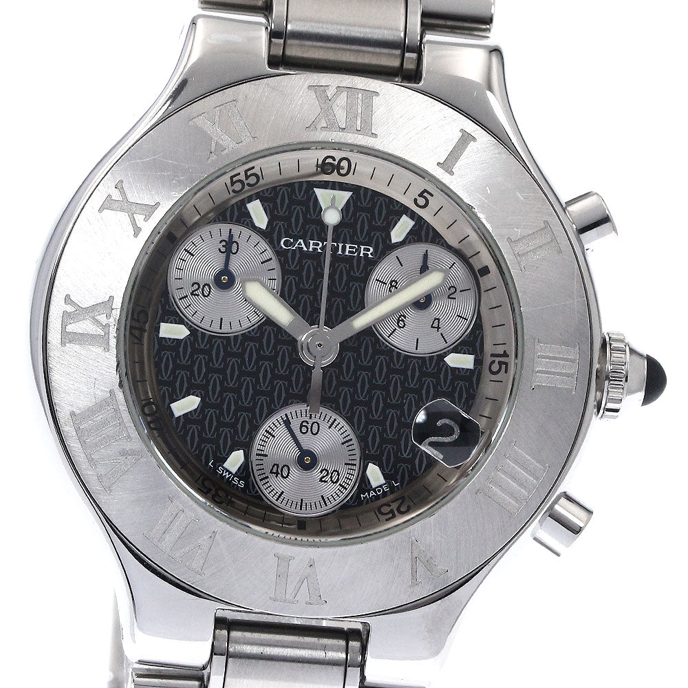 CARTIER CHRONOSCAPH W10172T2 Date black Dial Quartz Men's Watch_882736