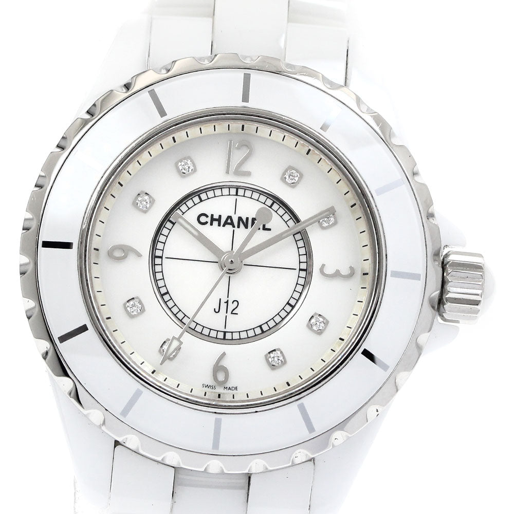 CHANEL J12 33mm H2422 White ceramic 8P diamond White shell Dial Quartz Ladies Watch_882759