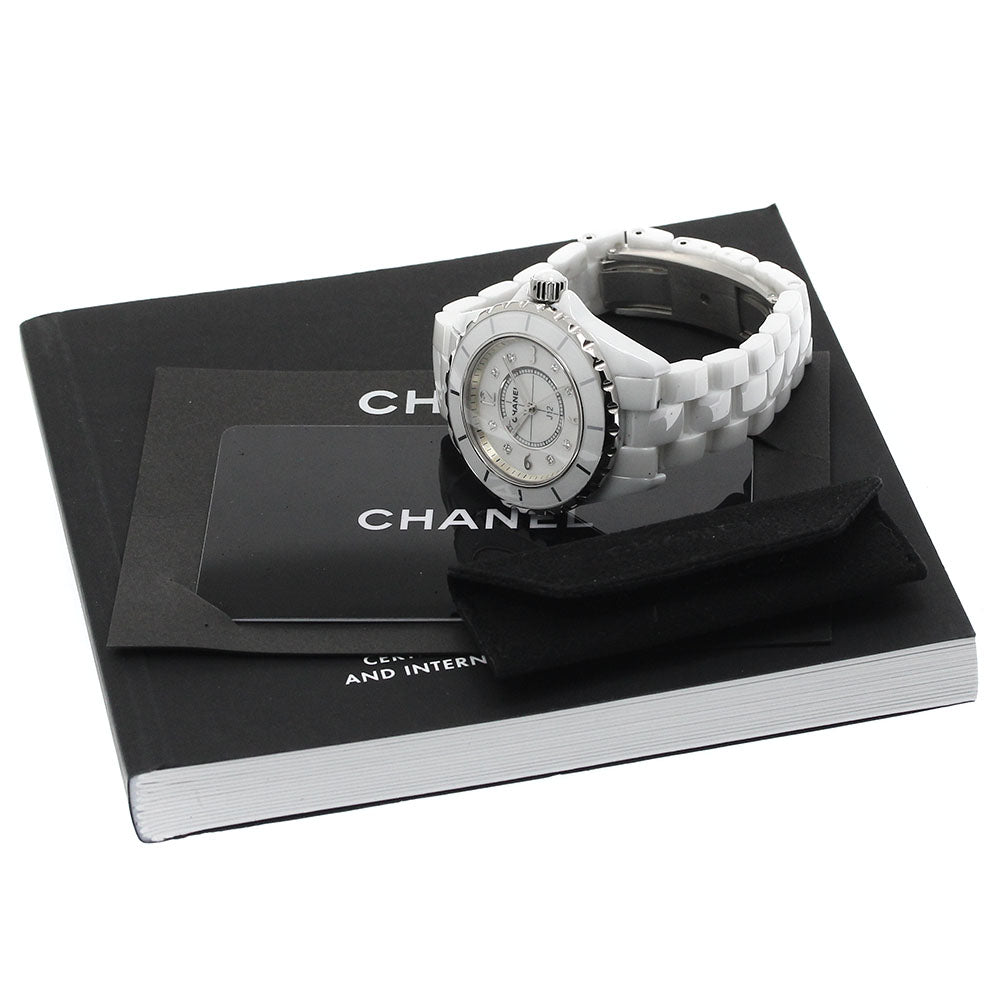 CHANEL J12 33mm H2422 White ceramic 8P diamond White shell Dial Quartz Ladies Watch_882759