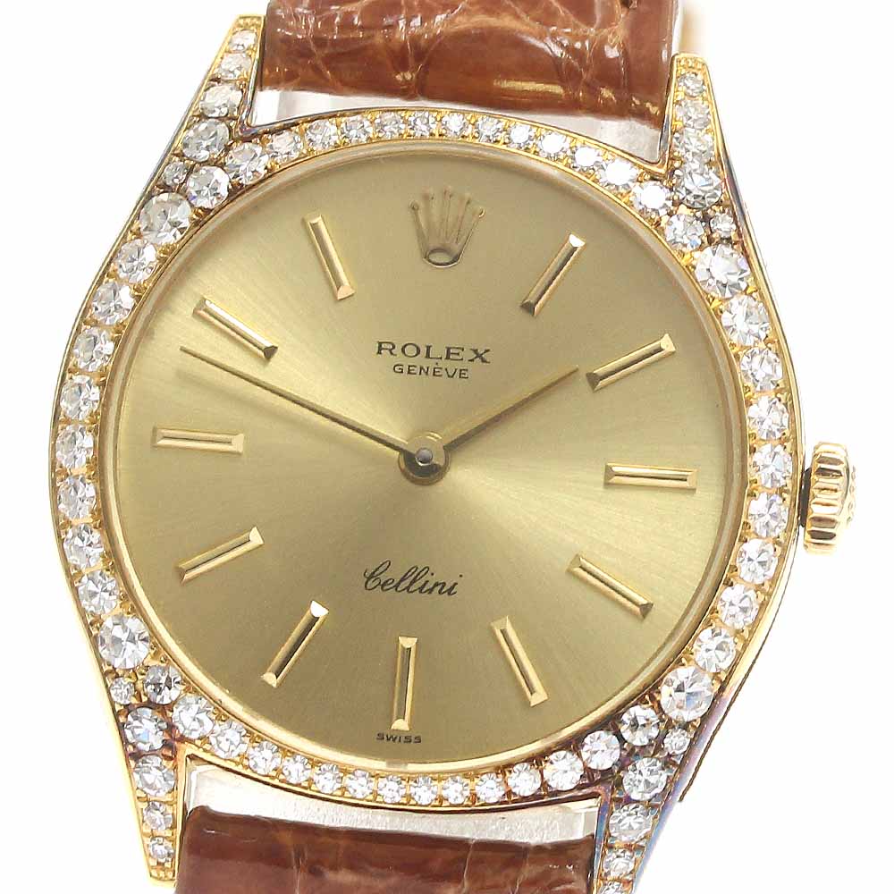 ROLEX Cellini 3800 K18YG Cal.1601 after diamond gold Dial Hand Winding Ladies Watch_882863