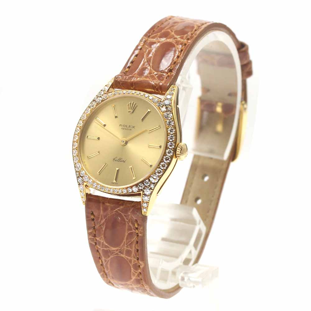 ROLEX Cellini 3800 K18YG Cal.1601 after diamond gold Dial Hand Winding Ladies Watch_882863