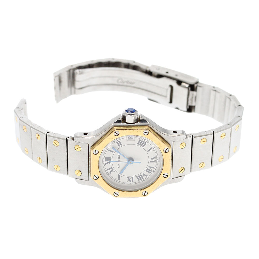 CARTIER Santos Octagon SM W2001683 YG2 tone beige Dial Quartz Ladies Watch_882951