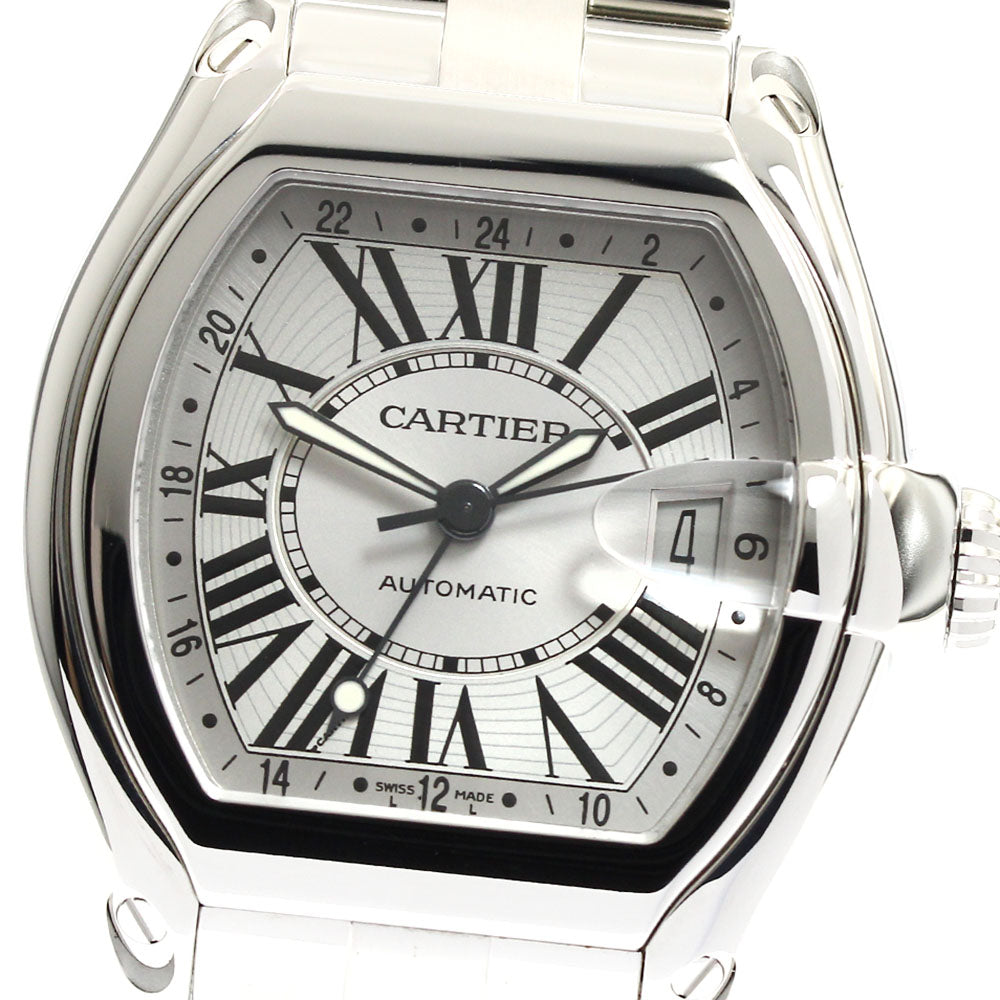 CARTIER Roadster W62032X6 GMT Silver Dial Automatic Men's Watch_882972